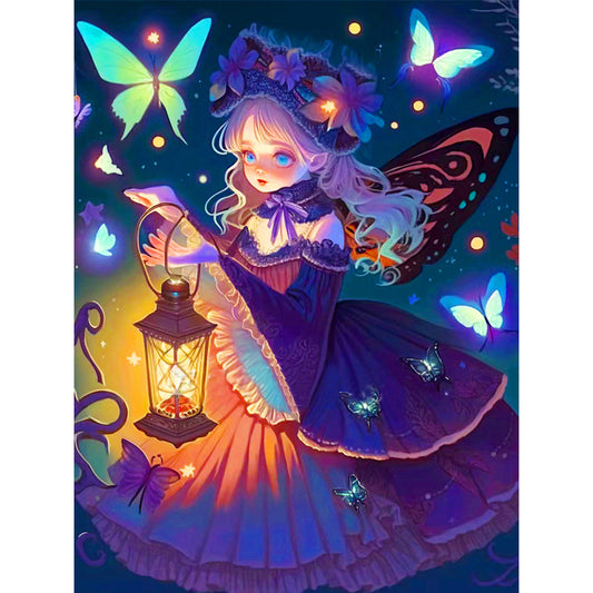 The Dark Girl With The Lantern - Full Round Drill Diamond Painting 30*40CM