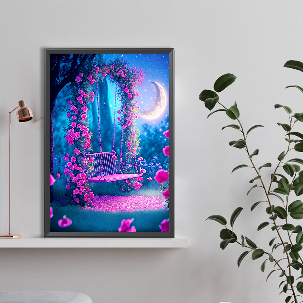 Rose Swing Under The Tree¡¤Blue - Full Round Drill Diamond Painting 40*60CM