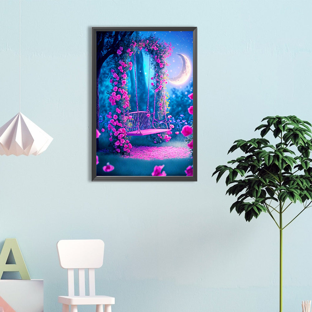 Rose Swing Under The Tree¡¤Blue - Full Round Drill Diamond Painting 40*60CM