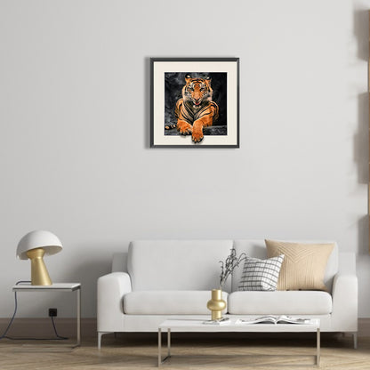 3D Picture Frame Tiger - Full Round Drill Diamond Painting 35*35CM