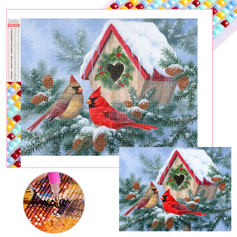 Snow Christmas Bird - Full Square Drill Diamond Painting 40*30CM