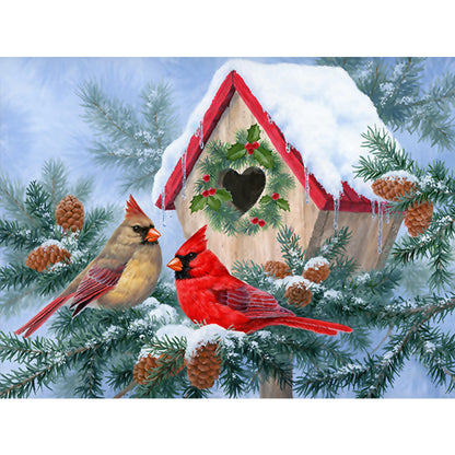 Snow Christmas Bird - Full Square Drill Diamond Painting 40*30CM