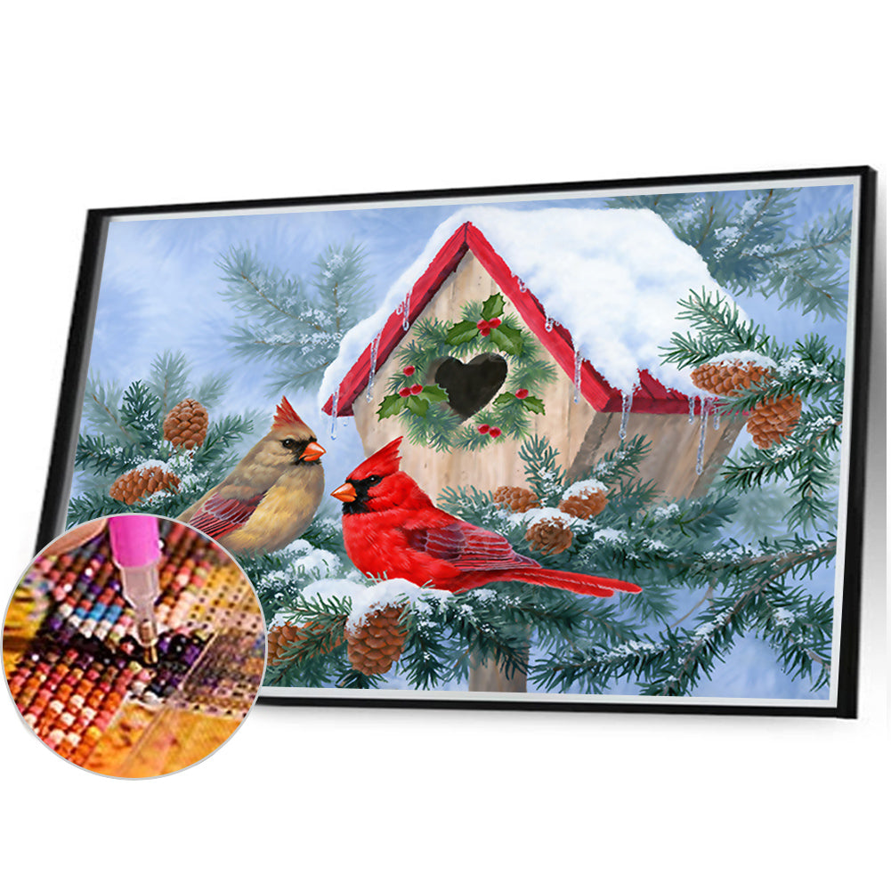 Snow Christmas Bird - Full Square Drill Diamond Painting 40*30CM