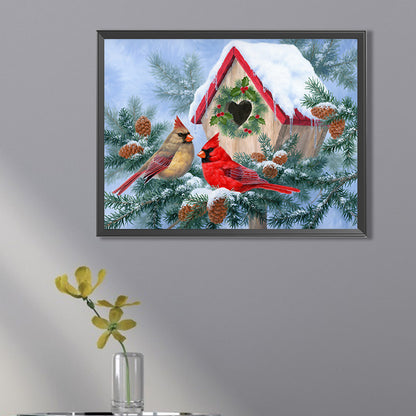 Snow Christmas Bird - Full Square Drill Diamond Painting 40*30CM