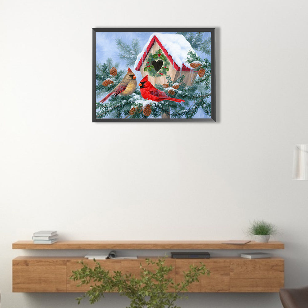 Snow Christmas Bird - Full Square Drill Diamond Painting 40*30CM