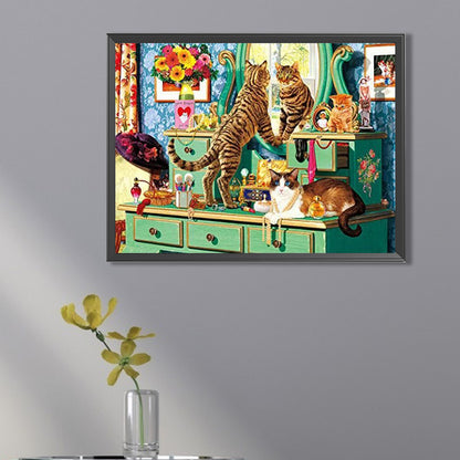 Cat On Dressing Table - Full Square Drill Diamond Painting 40*30CM