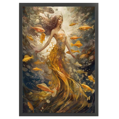 Goldfish Girl - 11CT Stamped Cross Stitch 50*70CM