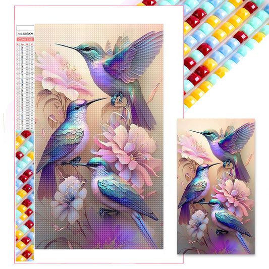 Flower Hummingbird - Full Square Drill Diamond Painting 40*70CM