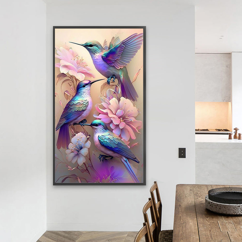 Flower Hummingbird - Full Square Drill Diamond Painting 40*70CM