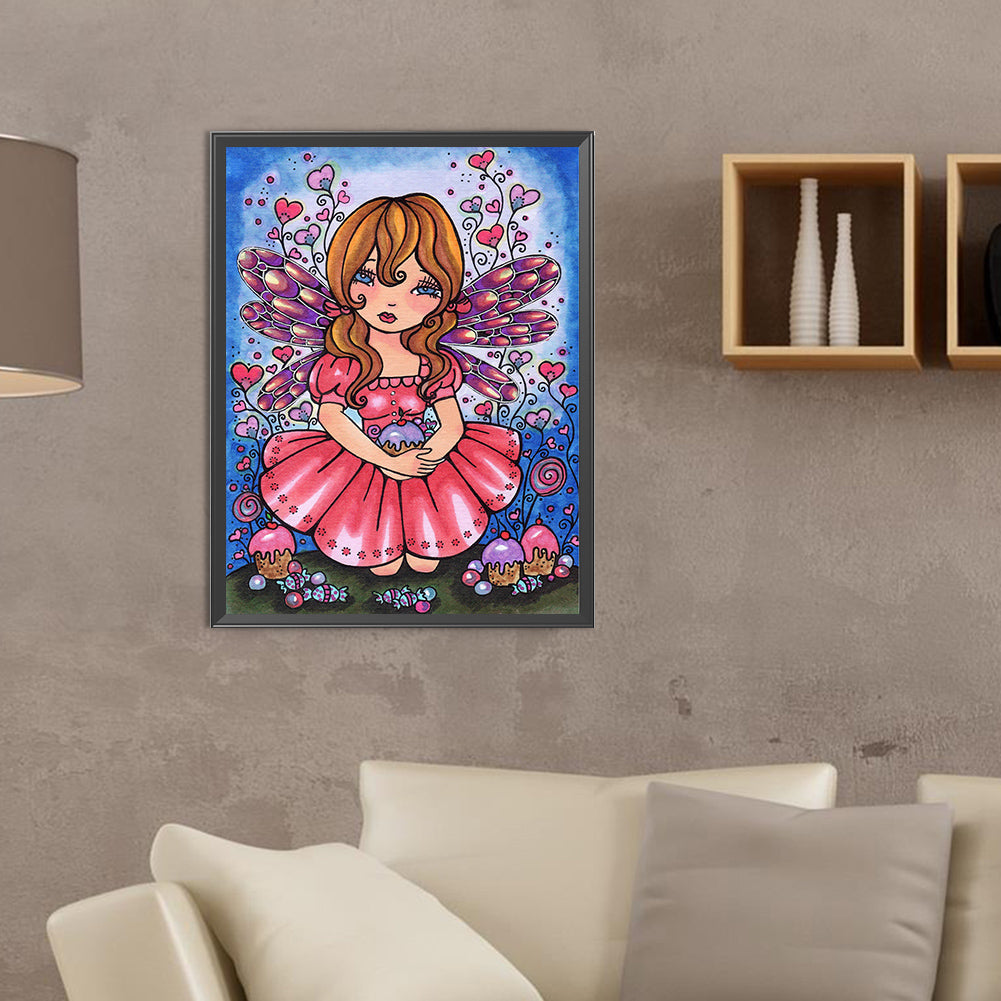 Butterfly Little Girl - Full Round Drill Diamond Painting 30*40CM