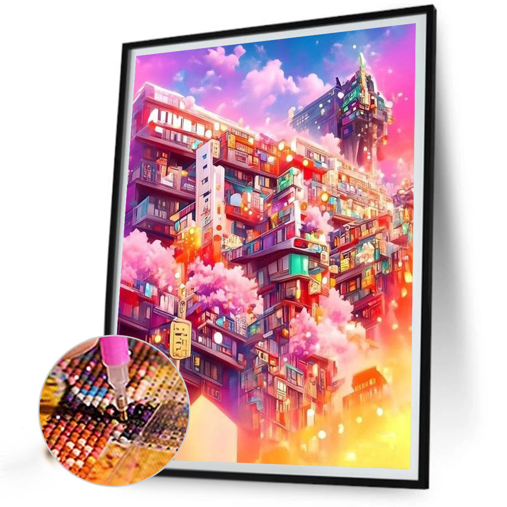 Colorful City - Full AB Round Drill Diamond Painting 40*50CM