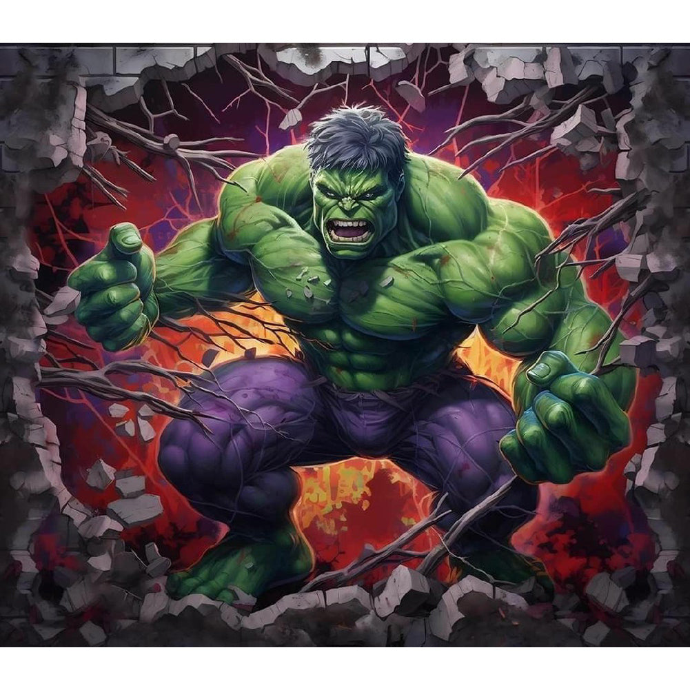 Superhero In Action Hulk - Full Round Drill Diamond Painting 55*50CM