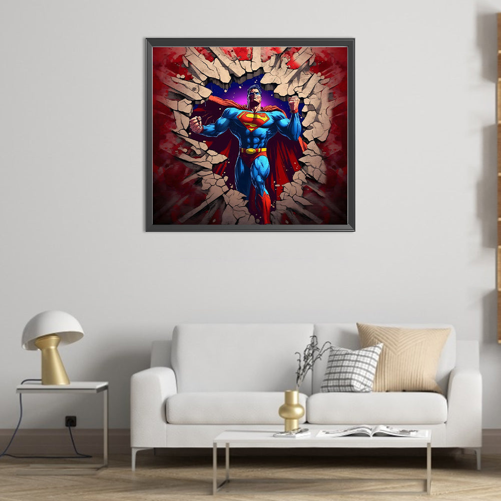 Superhero In Action Superman - Full Round Drill Diamond Painting 55*50CM