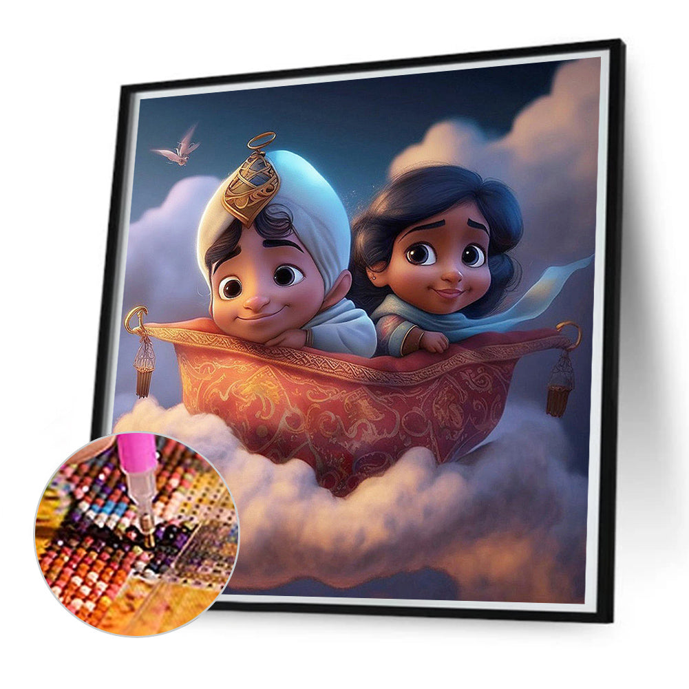 Aladdin And Princess Jasmine Cartoon Version - Full Round Drill Diamond Painting 50*50CM