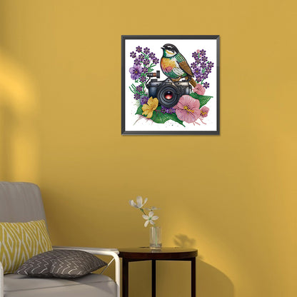 Flowers And Camera -  Special Shaped Drill Diamond Painting 30*30CM