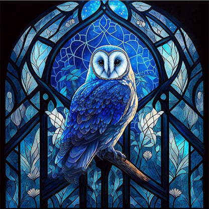 Glass Painting-Owl - 11CT Stamped Cross Stitch 50*50CM