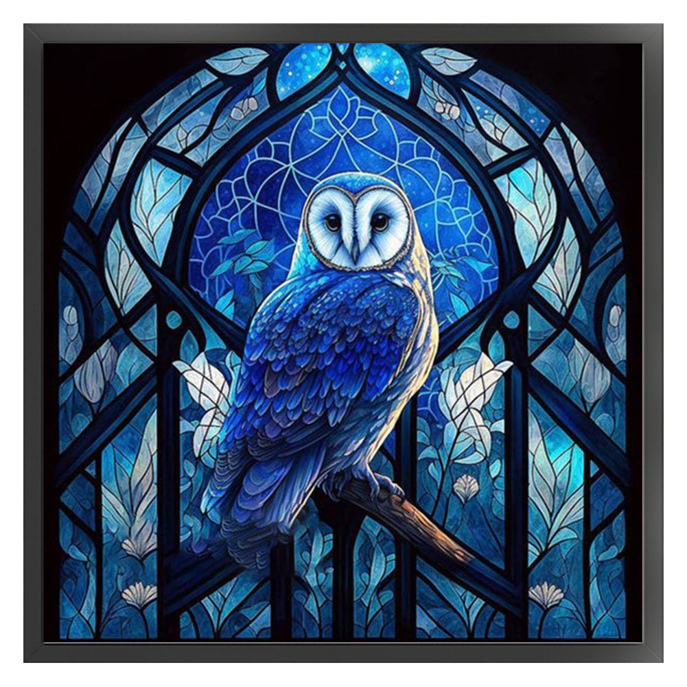 Glass Painting-Owl - 11CT Stamped Cross Stitch 50*50CM