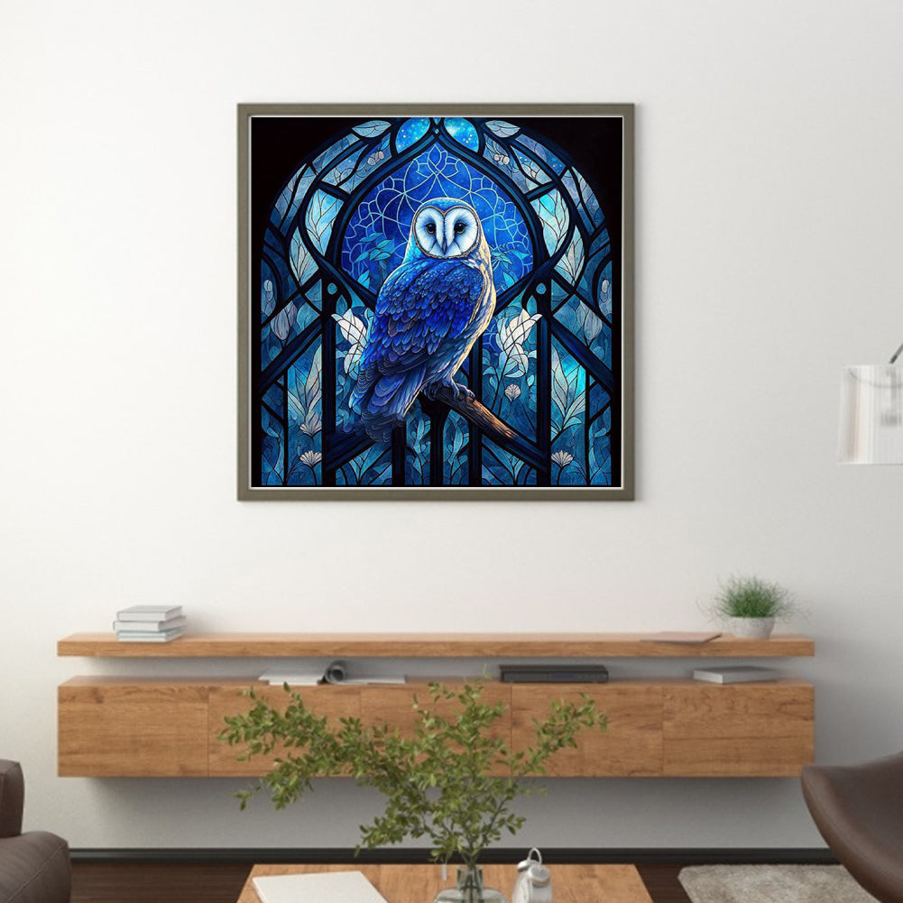 Glass Painting-Owl - 11CT Stamped Cross Stitch 50*50CM