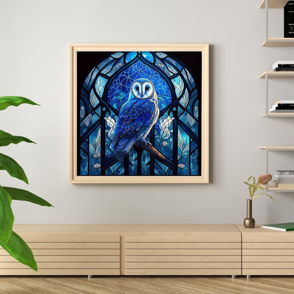 Glass Painting-Owl - 11CT Stamped Cross Stitch 50*50CM