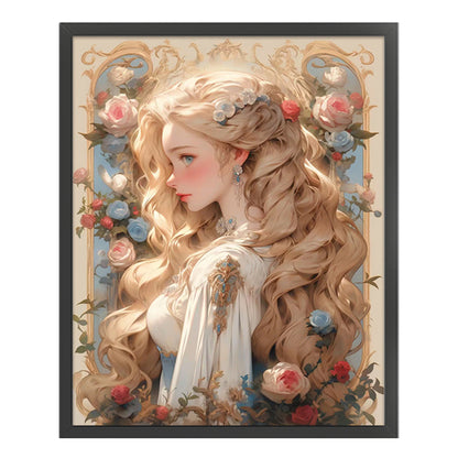 Blonde Rose Girl - 11CT Stamped Cross Stitch 50*60CM