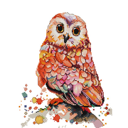 Pink Owl - 14CT Stamped Cross Stitch 32*40CM(Joy Sunday)