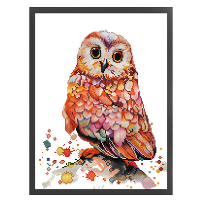 Pink Owl - 14CT Stamped Cross Stitch 32*40CM(Joy Sunday)
