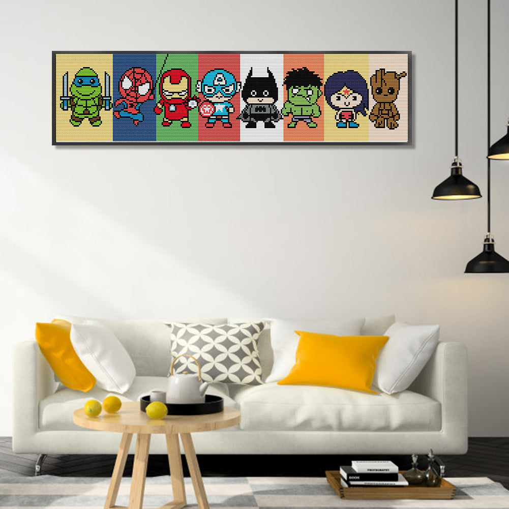 Super Hero - 14CT Stamped Cross Stitch 55*16CM(Joy Sunday)