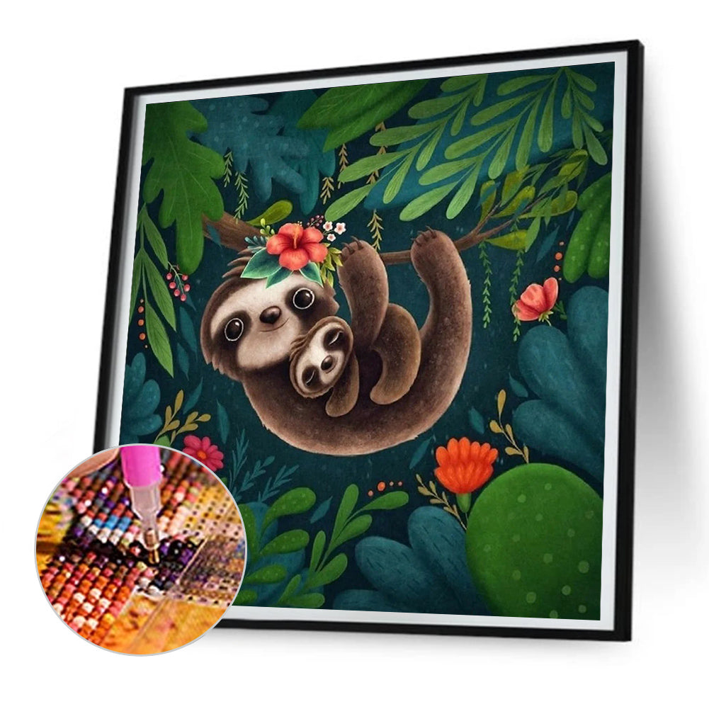 Sloth Hanging On Tree - Full Round Drill Diamond Painting 30*30CM