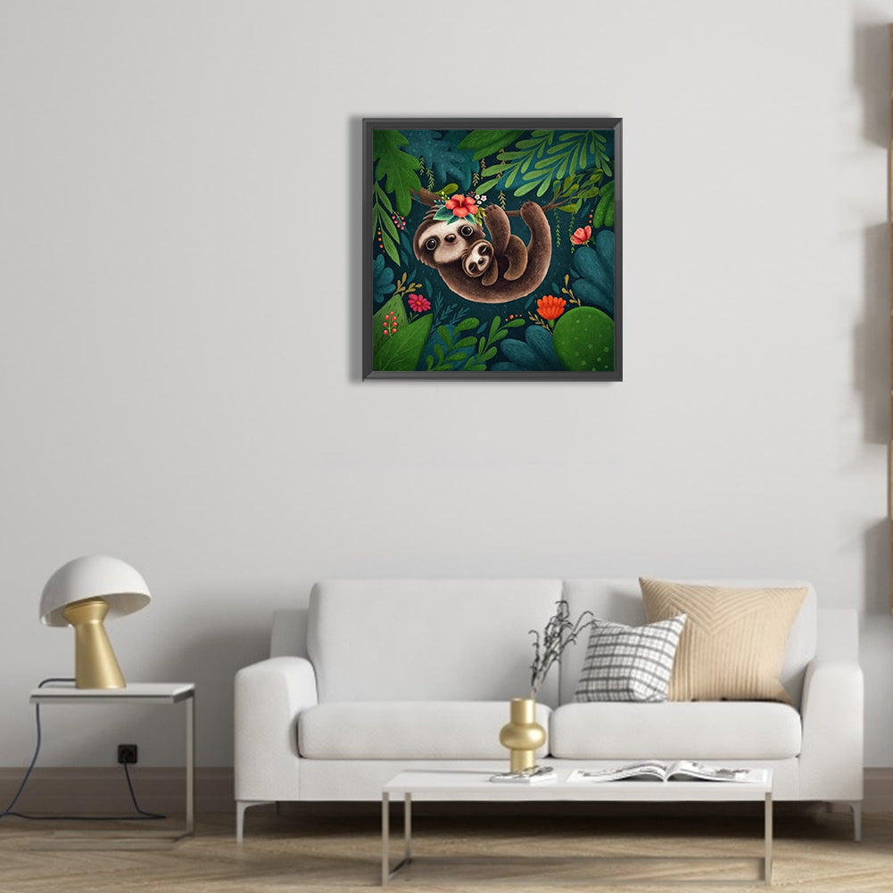 Sloth Hanging On Tree - Full Round Drill Diamond Painting 30*30CM