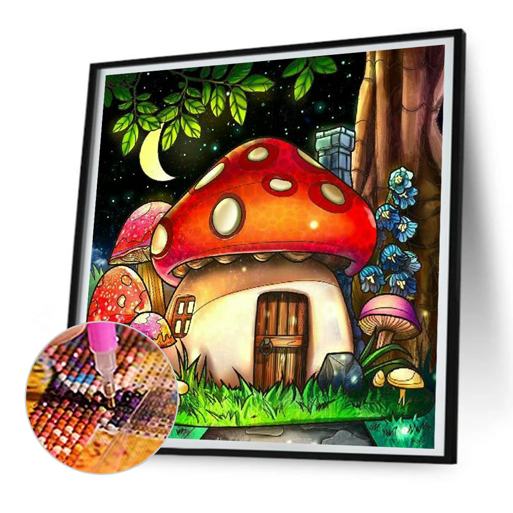 Mushroom House - Full Round Drill Diamond Painting 30*30CM