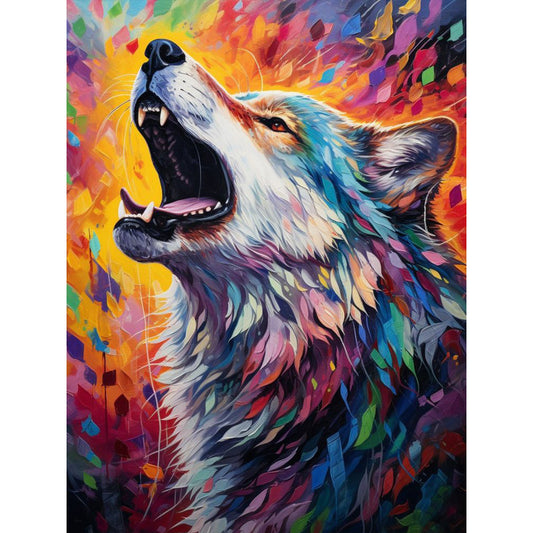 Howling Wolf - Full Round Drill Diamond Painting 30*40CM