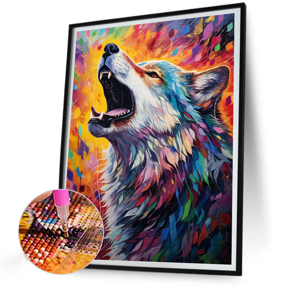 Howling Wolf - Full Round Drill Diamond Painting 30*40CM