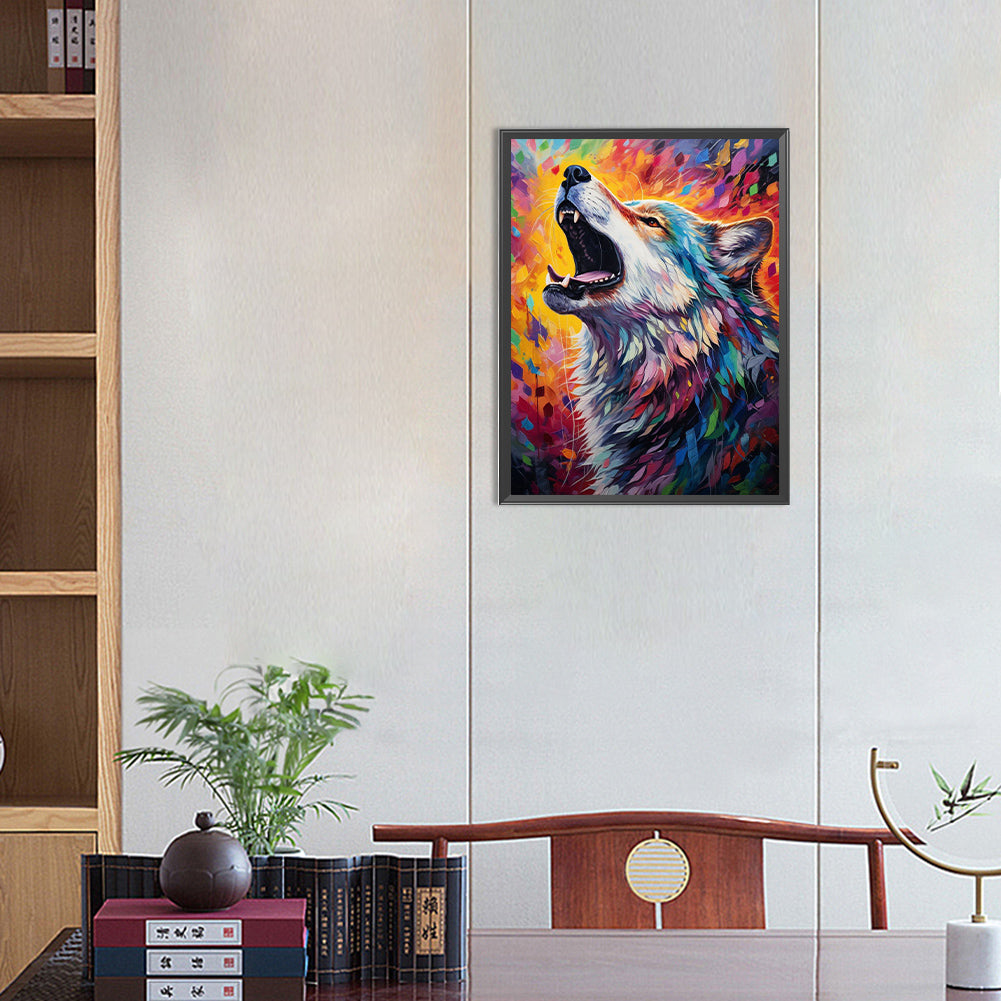 Howling Wolf - Full Round Drill Diamond Painting 30*40CM