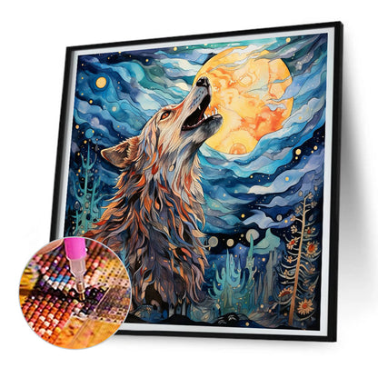Howling Wolf - Full Round Drill Diamond Painting 30*30CM