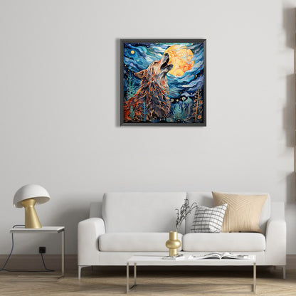 Howling Wolf - Full Round Drill Diamond Painting 30*30CM