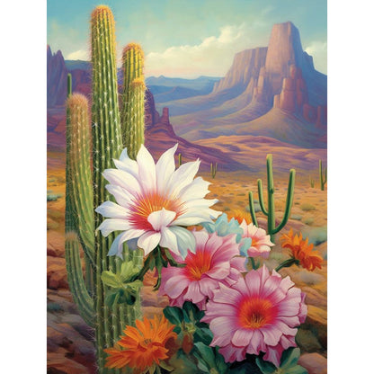 Desert Cactus Flower - Full Round Drill Diamond Painting 30*40CM