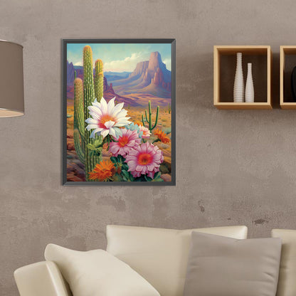 Desert Cactus Flower - Full Round Drill Diamond Painting 30*40CM