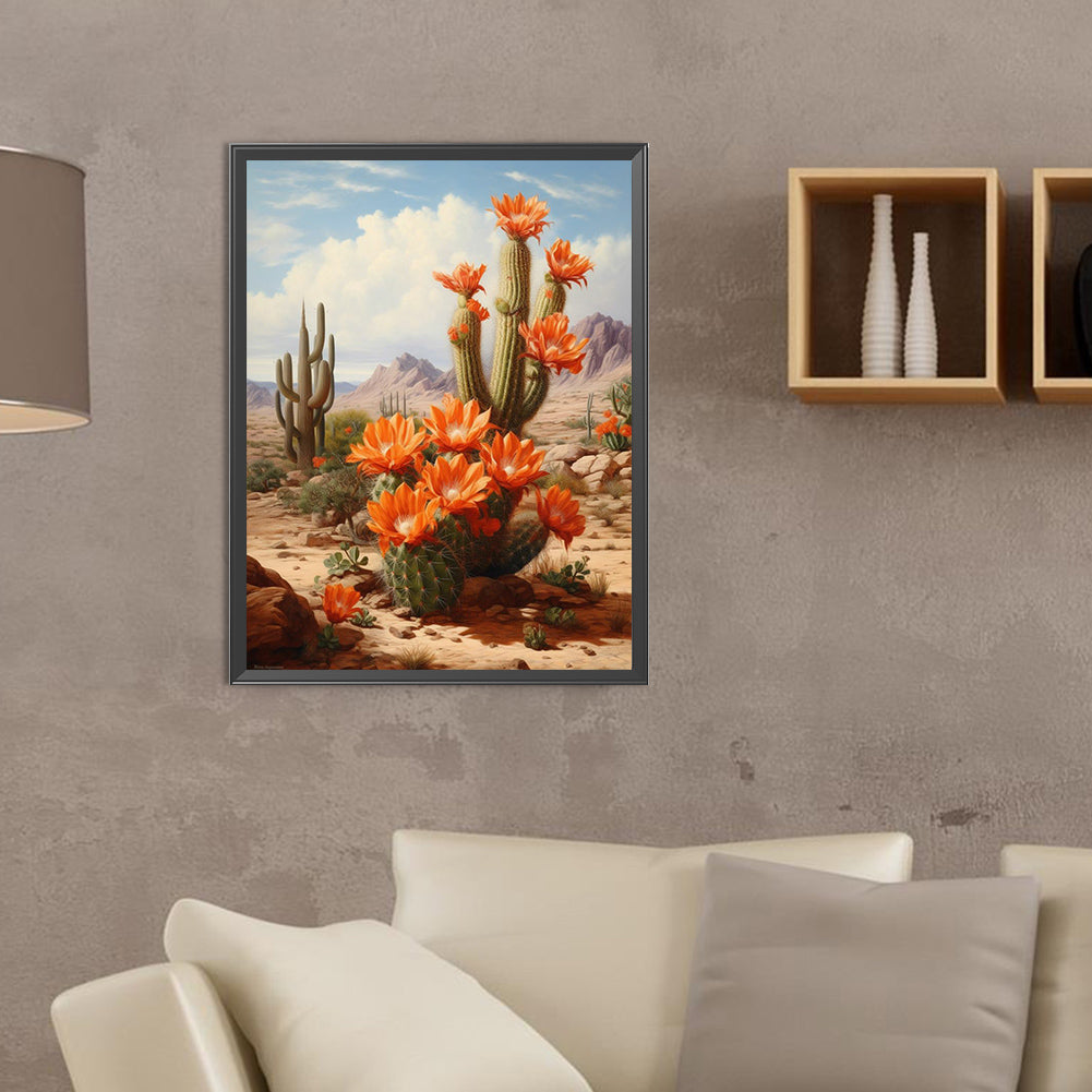 Desert Cactus Flower - Full Round Drill Diamond Painting 30*40CM