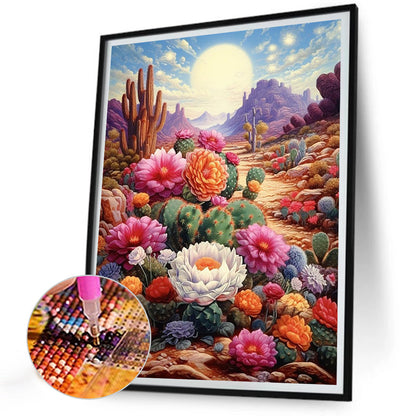 Desert Cactus Flower - Full Round Drill Diamond Painting 30*40CM