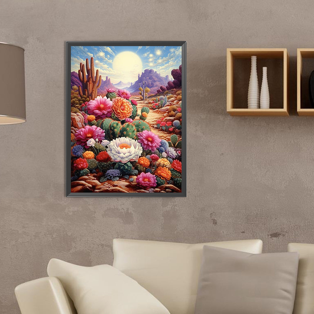 Desert Cactus Flower - Full Round Drill Diamond Painting 30*40CM