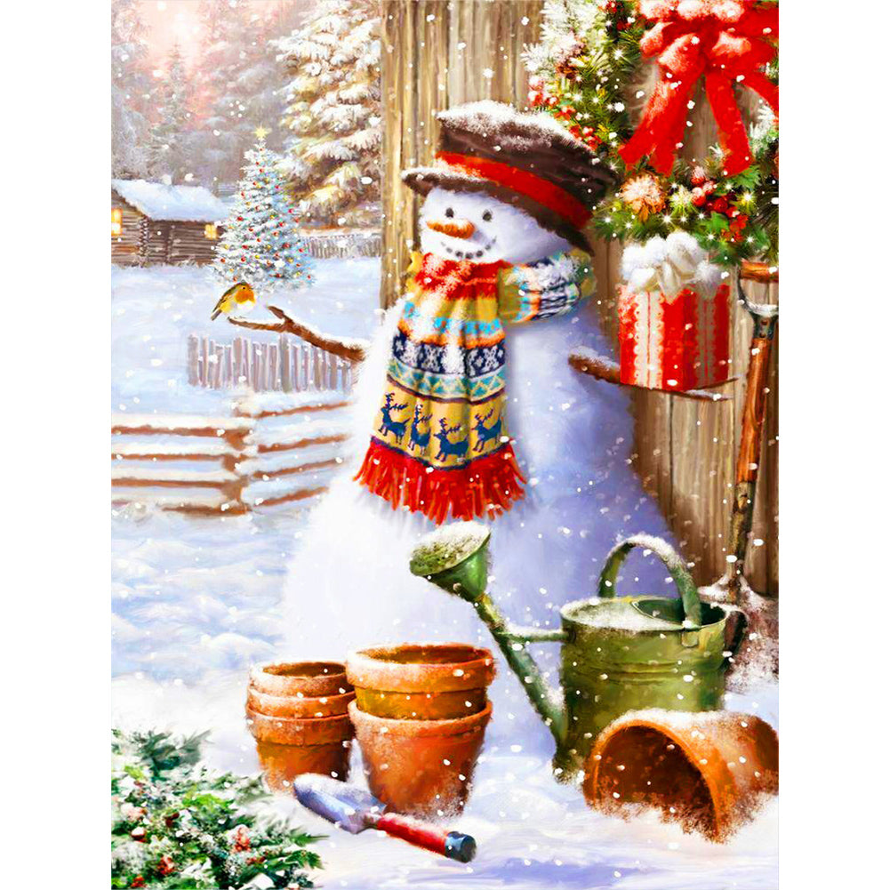 Christmas Snowman - Full Round Drill Diamond Painting 30*40CM