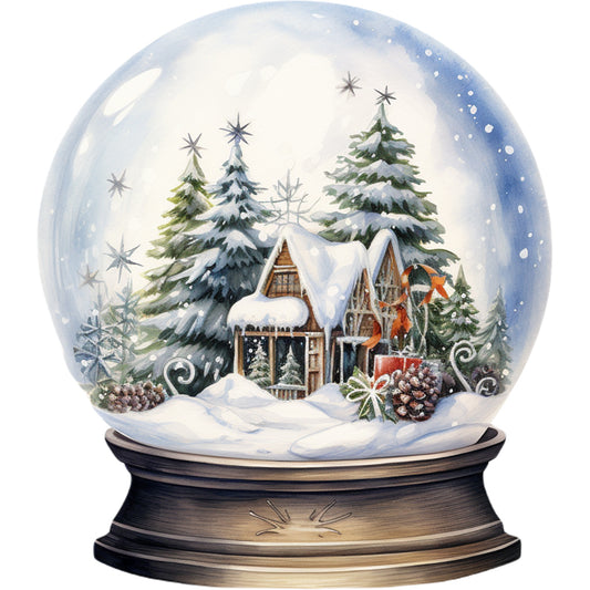 Christmas House Crystal Ball - Full Round Drill Diamond Painting 30*30CM