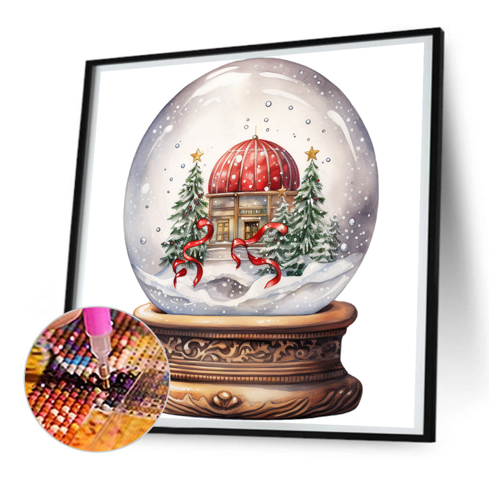 Christmas House Crystal Ball - Full Round Drill Diamond Painting 30*30CM