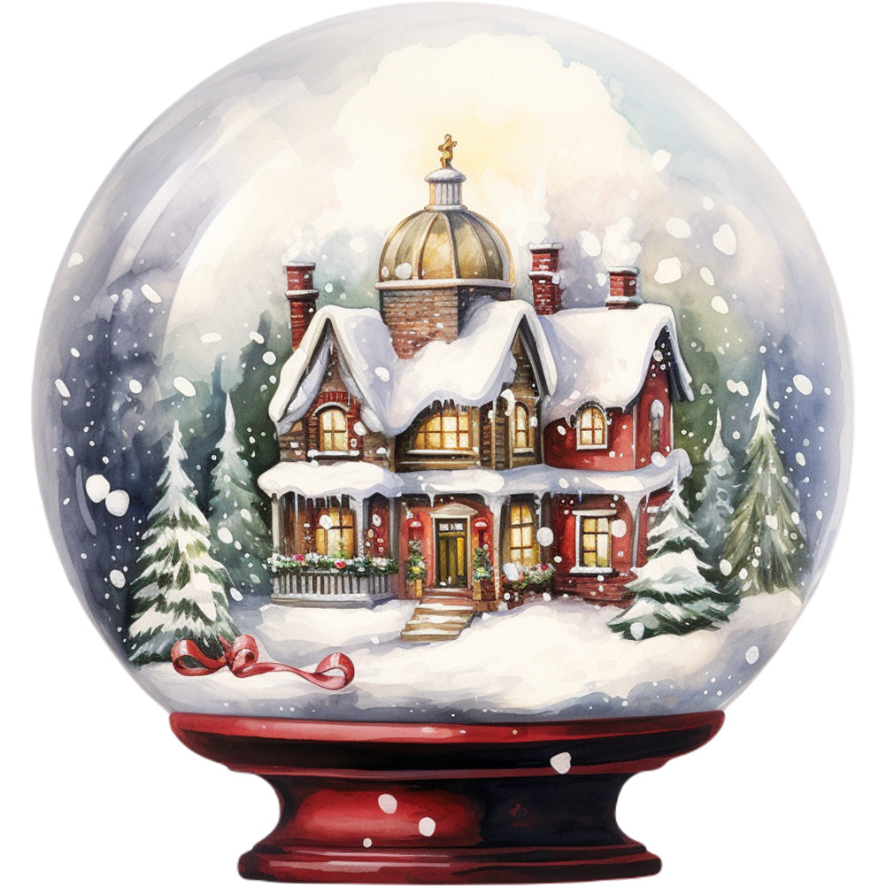 Christmas House Crystal Ball - Full Round Drill Diamond Painting 30*30CM