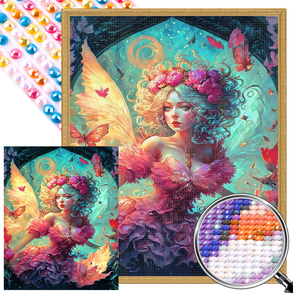 Butterfly Girl - Full AB Round Drill Diamond Painting 40*50CM