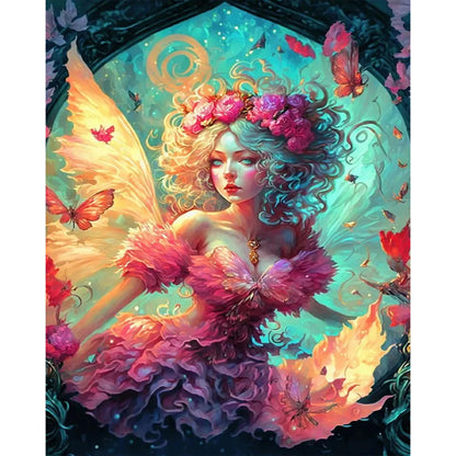 Butterfly Girl - Full AB Round Drill Diamond Painting 40*50CM