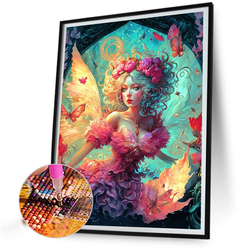 Butterfly Girl - Full AB Round Drill Diamond Painting 40*50CM