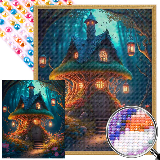 Luminous Mushroom House - Full AB Round Drill Diamond Painting 40*50CM