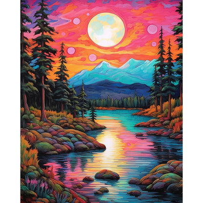 Sunset Sunset Creek - Full AB Round Drill Diamond Painting 40*50CM