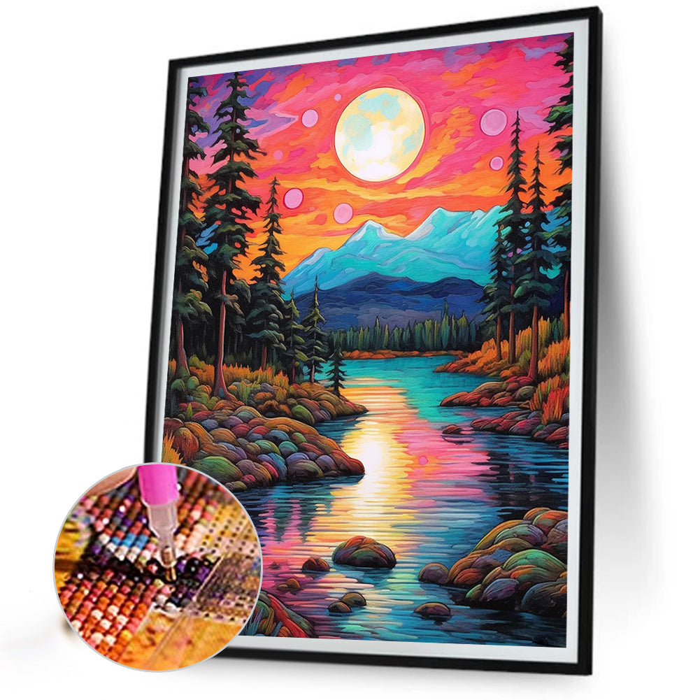 Sunset Sunset Creek - Full AB Round Drill Diamond Painting 40*50CM